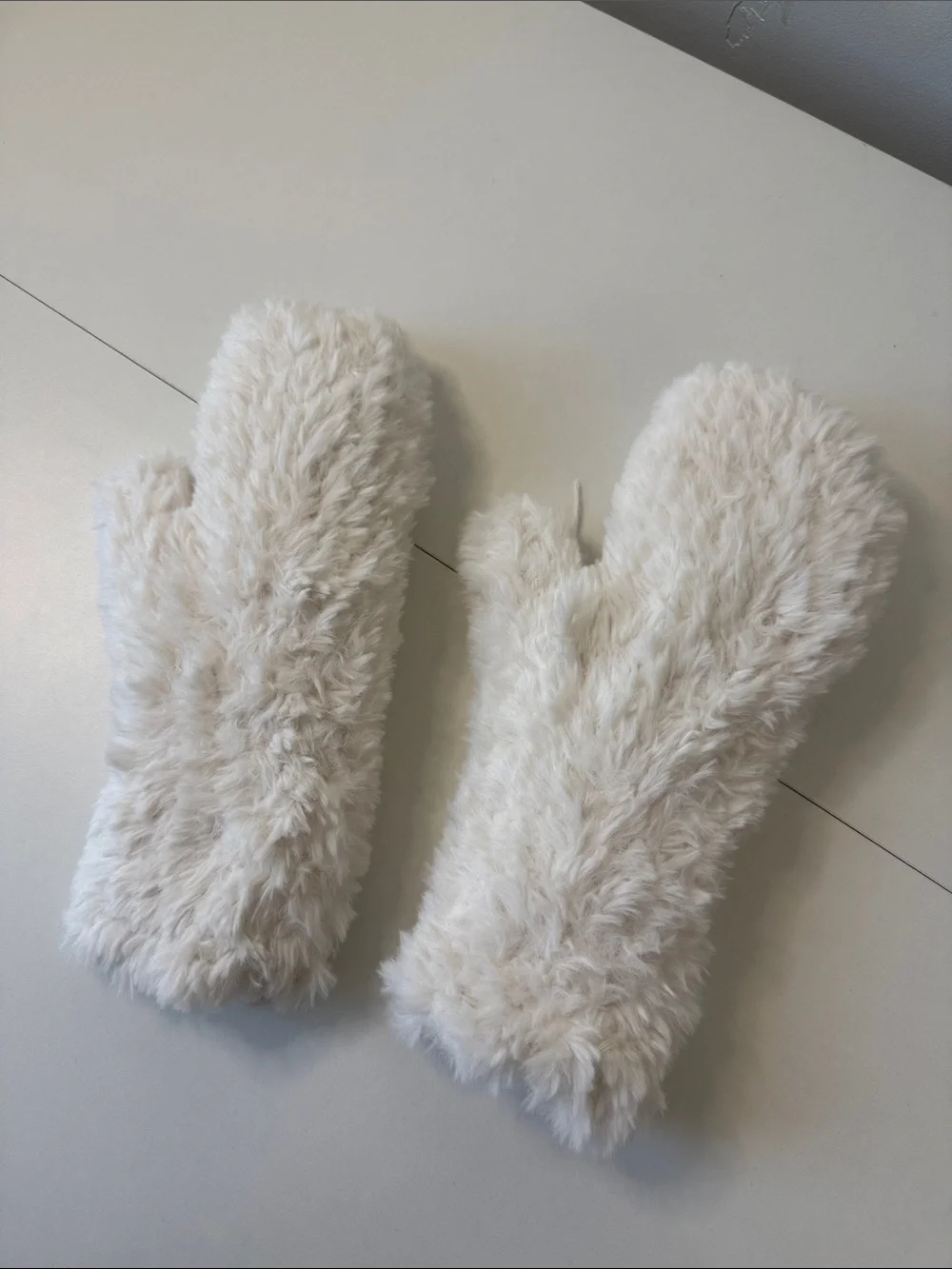 C.C Cream Plush Faux Fur Mittens